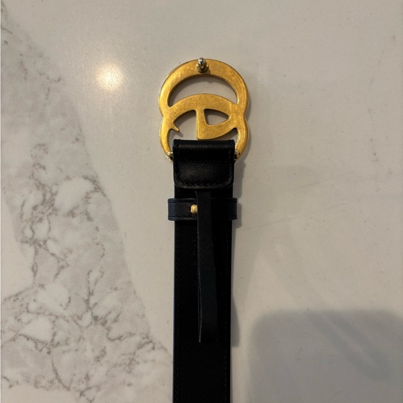 EUC AUTHENTIC GG MARMONT BLACK LEATHER BELT 80.32 WITH DUST BAG. no box - Picture 5 of 11